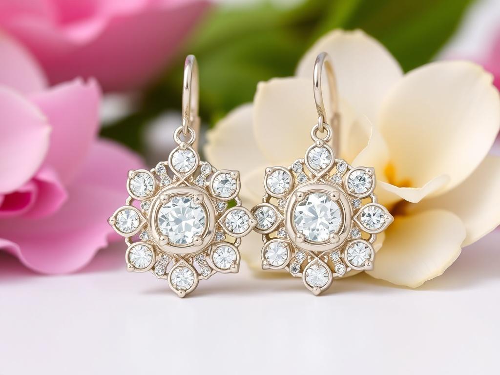 white gold earringsфото